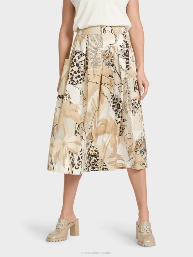 fusta larga cu imprimeu colaj Marc Cain nisip adânc îmbrăcăminte 4826HH486