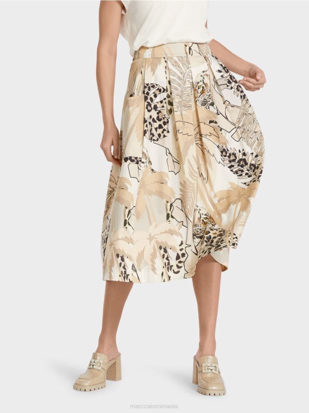 fusta larga cu imprimeu colaj Marc Cain nisip adânc îmbrăcăminte 4826HH486