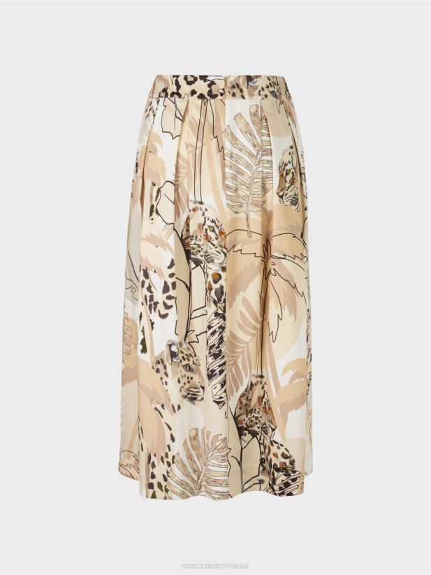 fusta larga cu imprimeu colaj Marc Cain nisip adânc îmbrăcăminte 4826HH486