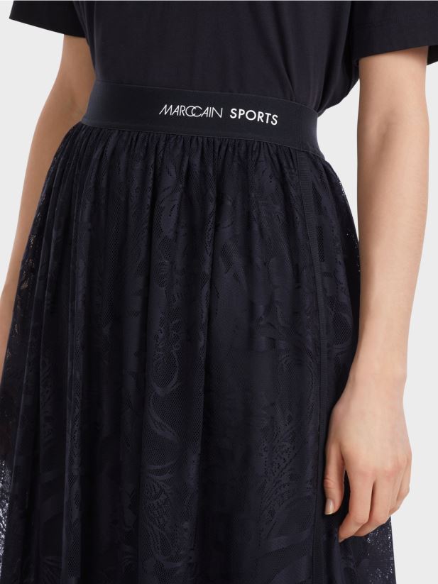 fusta lata din dantela de tul Marc Cain albastru miezul nopții îmbrăcăminte 4826HH456