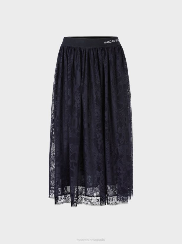 fusta lata din dantela de tul Marc Cain albastru miezul nopții îmbrăcăminte 4826HH456