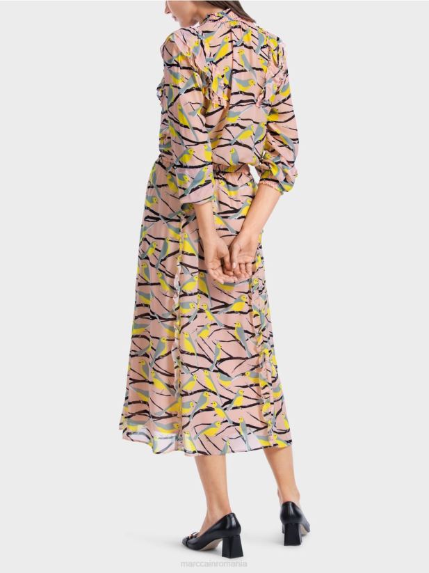 fusta midi cu detalii cu volane Marc Cain roz pudra moale îmbrăcăminte 4826HH472