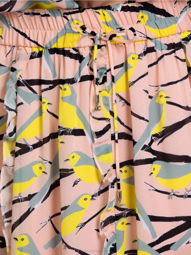 fusta midi cu detalii cu volane Marc Cain roz pudra moale îmbrăcăminte 4826HH472