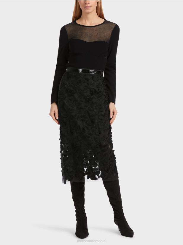 fusta midi eleganta Marc Cain negru îmbrăcăminte 4826HH460