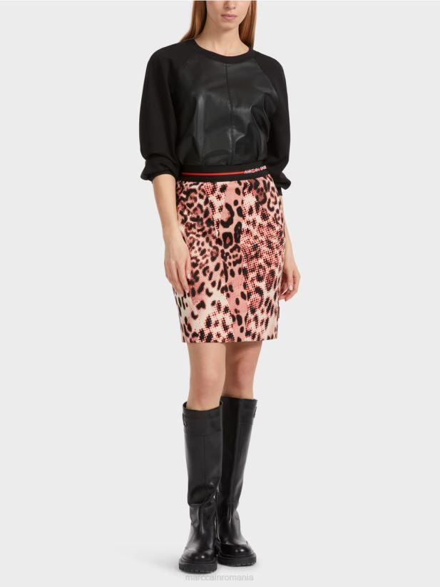 fusta mini cu imprimeu leu Marc Cain campari îmbrăcăminte 4826HH461