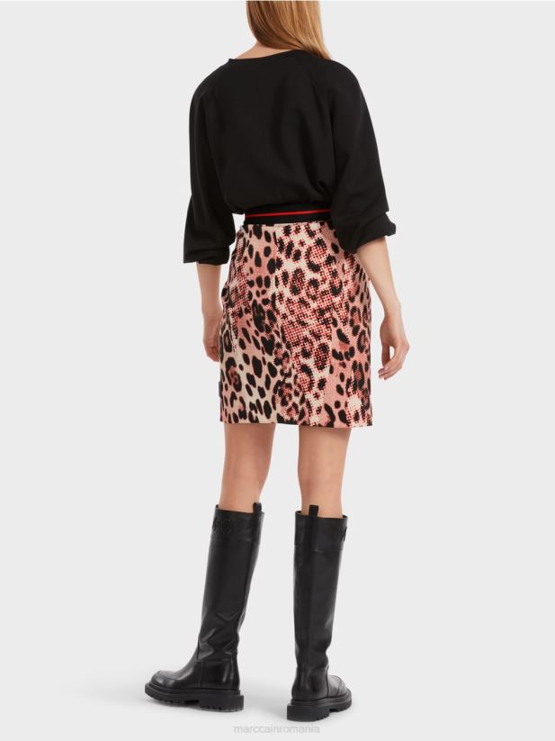 fusta mini cu imprimeu leu Marc Cain campari îmbrăcăminte 4826HH461
