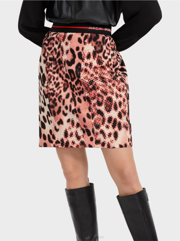 fusta mini cu imprimeu leu Marc Cain campari îmbrăcăminte 4826HH461