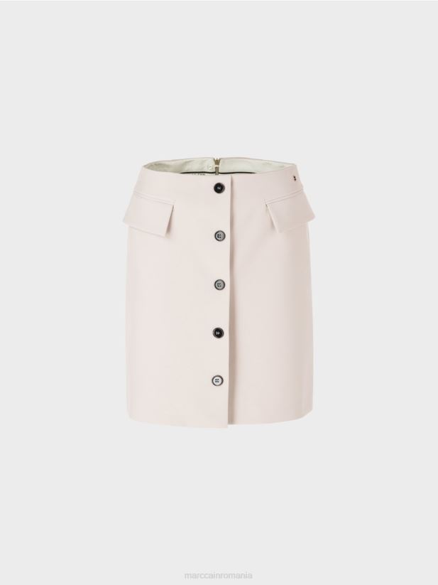fusta mini cu placheta cu nasturi Marc Cain fum îmbrăcăminte 4826HH459