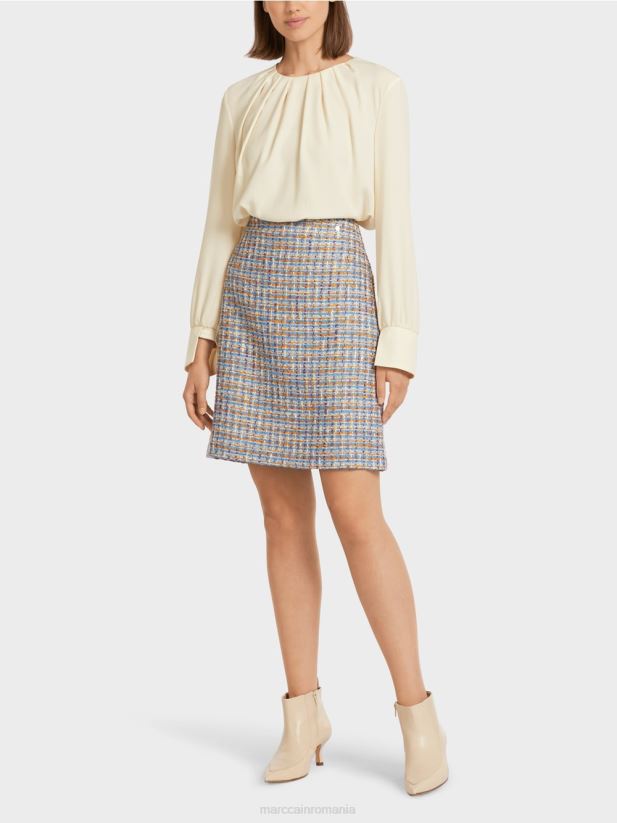 fusta mini din bumbac Marc Cain albastru atmosferic îmbrăcăminte 4826HH513