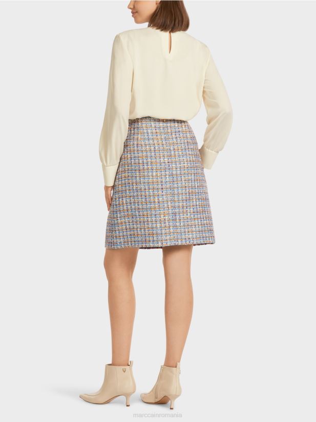 fusta mini din bumbac Marc Cain albastru atmosferic îmbrăcăminte 4826HH513