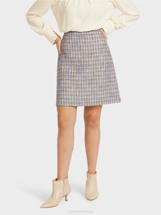 fusta mini din bumbac Marc Cain albastru atmosferic îmbrăcăminte 4826HH513