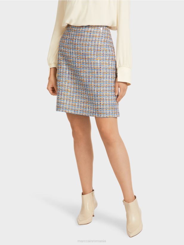 fusta mini din bumbac Marc Cain albastru atmosferic îmbrăcăminte 4826HH513
