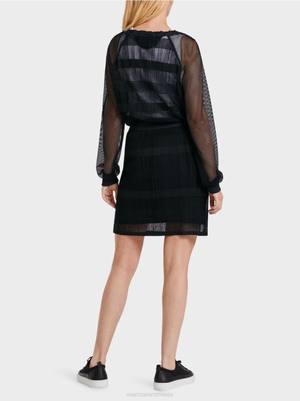 fusta mini eleganta cu sifon Marc Cain albastru miezul nopții îmbrăcăminte 4826HH476