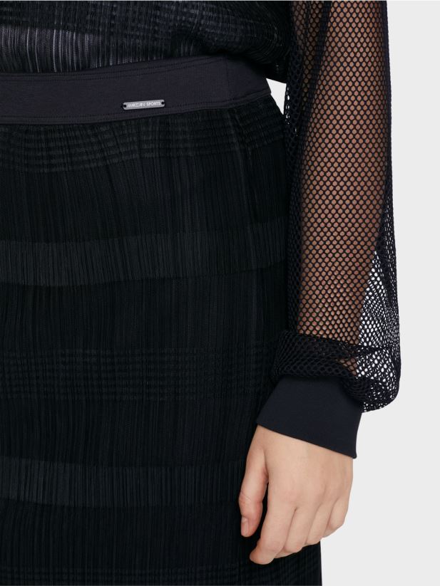 fusta mini eleganta cu sifon Marc Cain albastru miezul nopții îmbrăcăminte 4826HH476