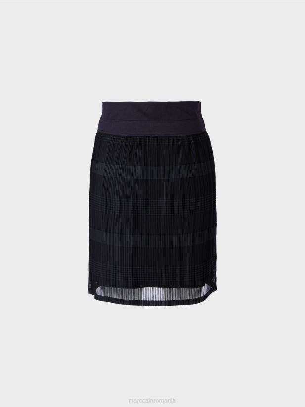 fusta mini eleganta cu sifon Marc Cain albastru miezul nopții îmbrăcăminte 4826HH476