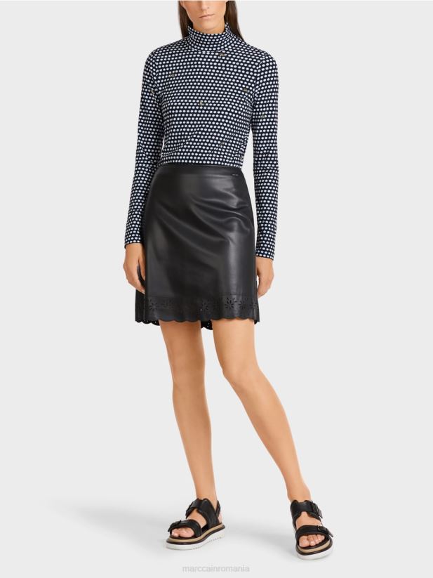 fusta mini evazata din imitatie de piele Marc Cain negru îmbrăcăminte 4826HH506