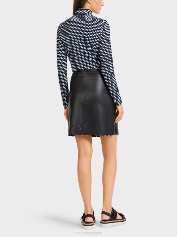 fusta mini evazata din imitatie de piele Marc Cain negru îmbrăcăminte 4826HH506