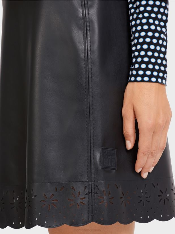 fusta mini evazata din imitatie de piele Marc Cain negru îmbrăcăminte 4826HH506