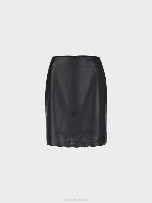 fusta mini evazata din imitatie de piele Marc Cain negru îmbrăcăminte 4826HH506