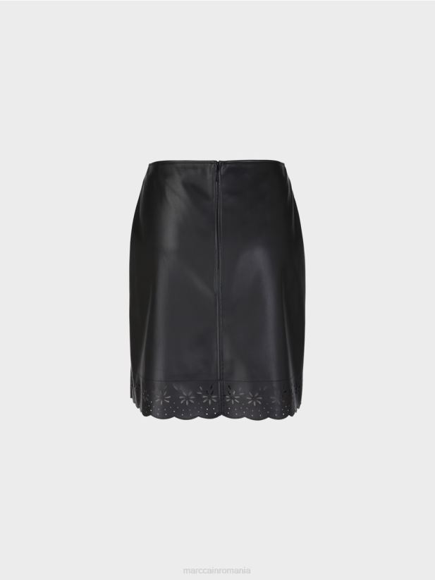 fusta mini evazata din imitatie de piele Marc Cain negru îmbrăcăminte 4826HH506