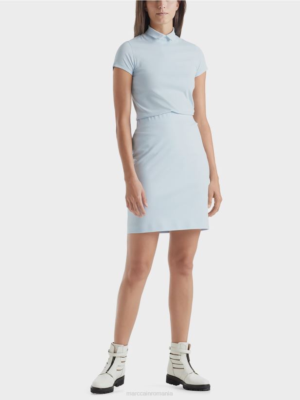 fusta pana la genunchi Marc Cain albastru deschis îmbrăcăminte 4826HH520