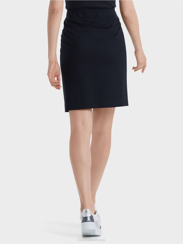 fusta pana la genunchi Marc Cain albastru miezul nopții îmbrăcăminte 4826HH518