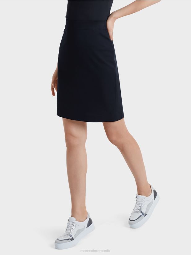 fusta pana la genunchi Marc Cain albastru miezul nopții îmbrăcăminte 4826HH518