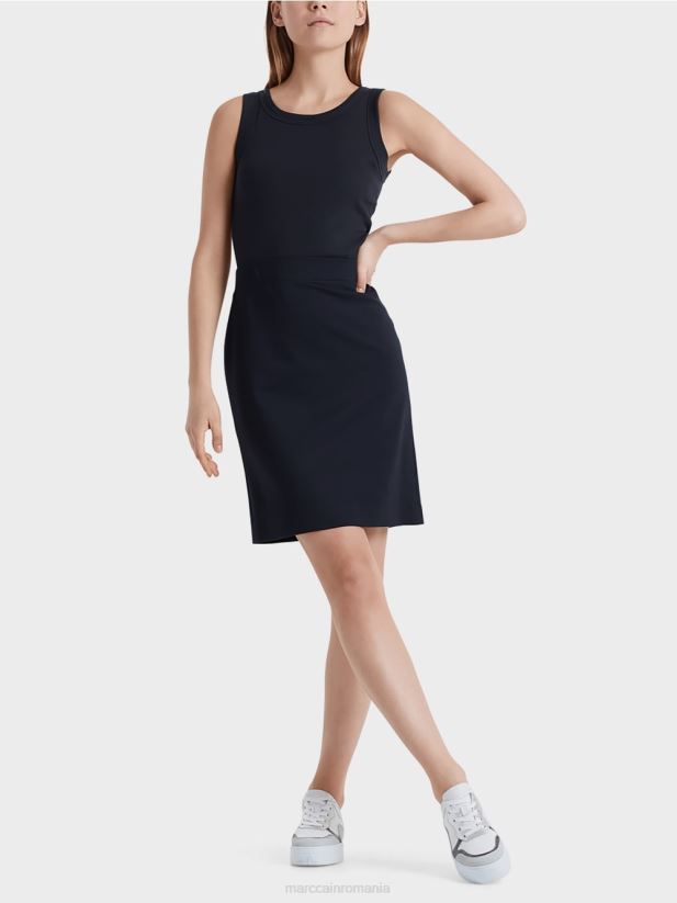 fusta pana la genunchi Marc Cain albastru miezul nopții îmbrăcăminte 4826HH518