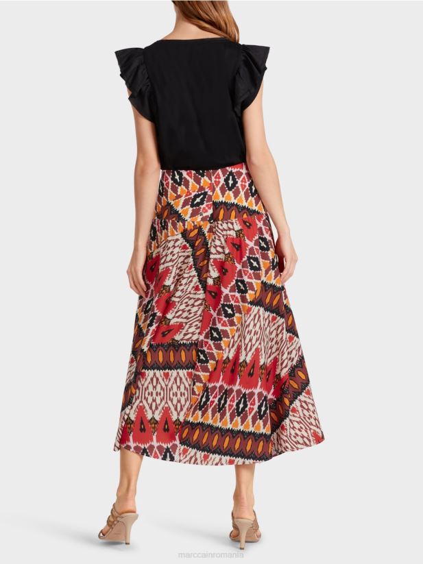 fusta panou imprimat Marc Cain rosu intens îmbrăcăminte 4826HH478
