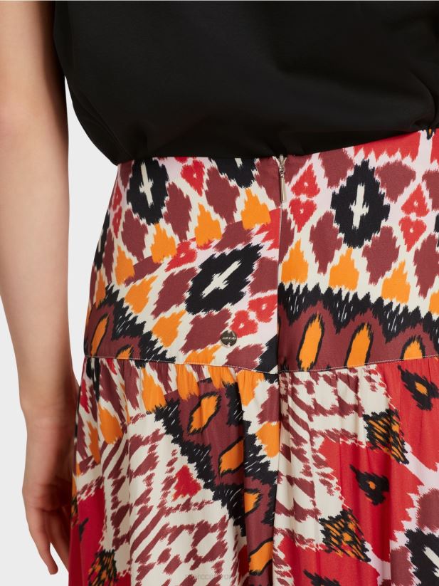 fusta panou imprimat Marc Cain rosu intens îmbrăcăminte 4826HH478