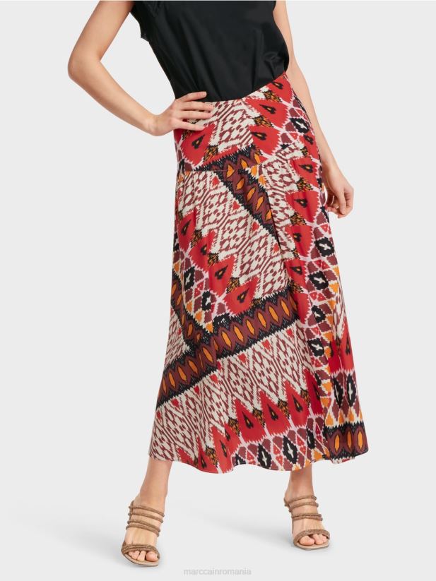 fusta panou imprimat Marc Cain rosu intens îmbrăcăminte 4826HH478