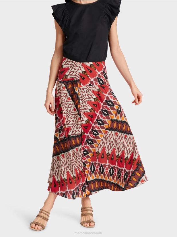 fusta panou imprimat Marc Cain rosu intens îmbrăcăminte 4826HH478