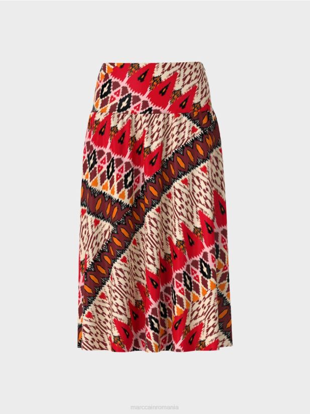 fusta panou imprimat Marc Cain rosu intens îmbrăcăminte 4826HH478