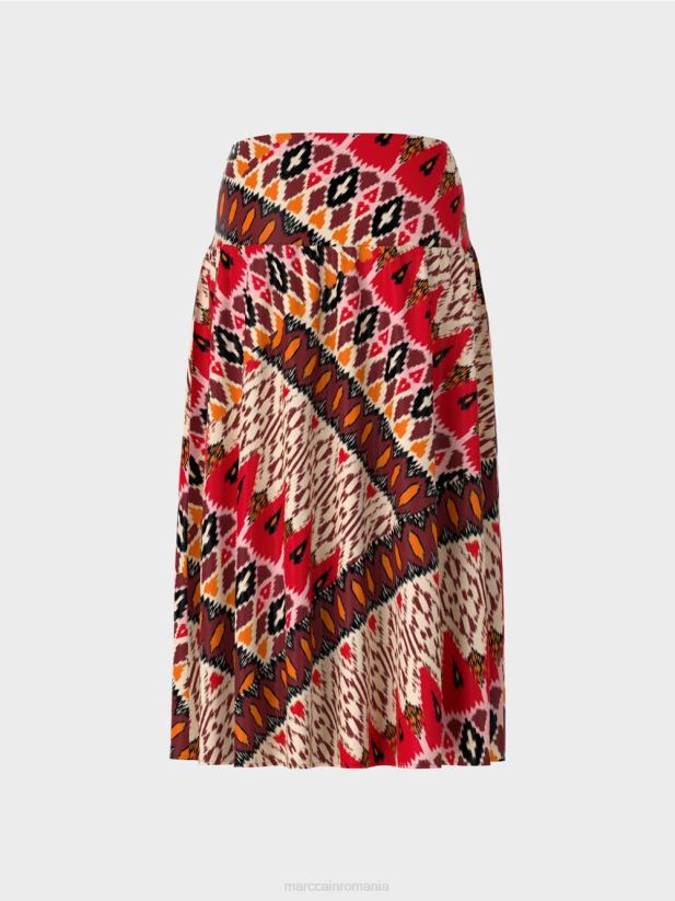 fusta panou imprimat Marc Cain rosu intens îmbrăcăminte 4826HH478