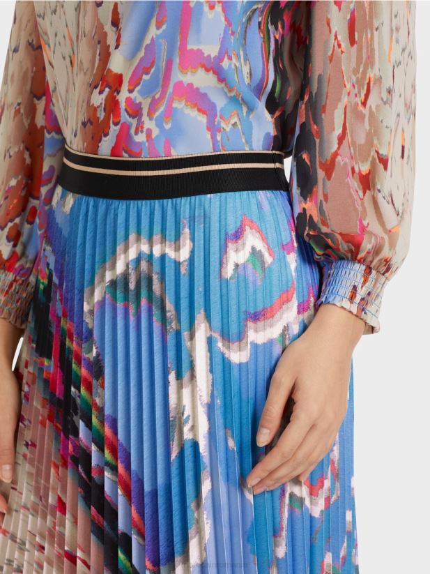 fusta plisata cu imprimeu colorat Marc Cain cer întunecat de vară îmbrăcăminte 4826HH466