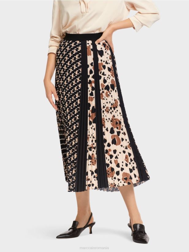 fusta plisata intr-un amestec de modele Marc Cain negru îmbrăcăminte 4826HH511