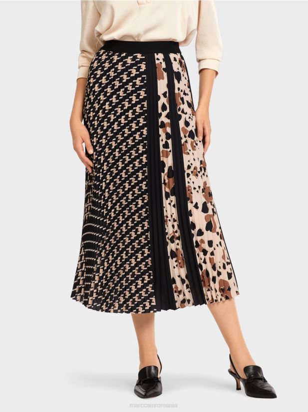 fusta plisata intr-un amestec de modele Marc Cain negru îmbrăcăminte 4826HH511