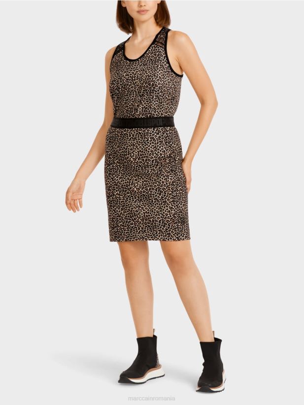 fusta scurta cu imprimeu leopard Marc Cain cremă pudră îmbrăcăminte 4826HH496