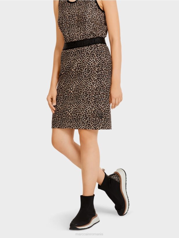fusta scurta cu imprimeu leopard Marc Cain cremă pudră îmbrăcăminte 4826HH496