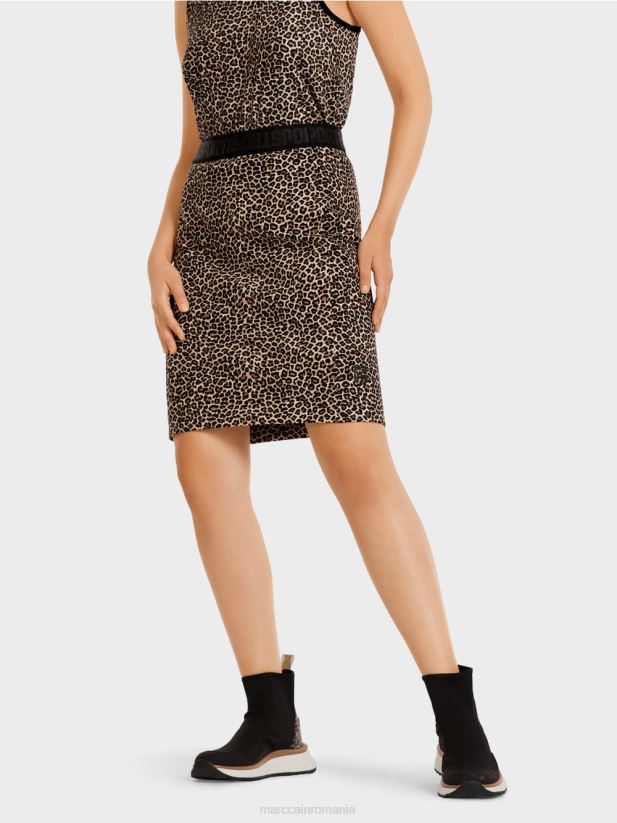 fusta scurta cu imprimeu leopard Marc Cain cremă pudră îmbrăcăminte 4826HH496