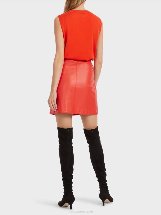 fusta scurta din piele amuzanta Marc Cain campari îmbrăcăminte 4826HH462