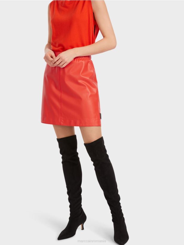 fusta scurta din piele amuzanta Marc Cain campari îmbrăcăminte 4826HH462