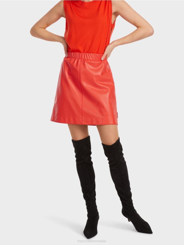 fusta scurta din piele amuzanta Marc Cain campari îmbrăcăminte 4826HH462