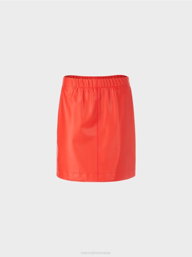 fusta scurta din piele amuzanta Marc Cain campari îmbrăcăminte 4826HH462