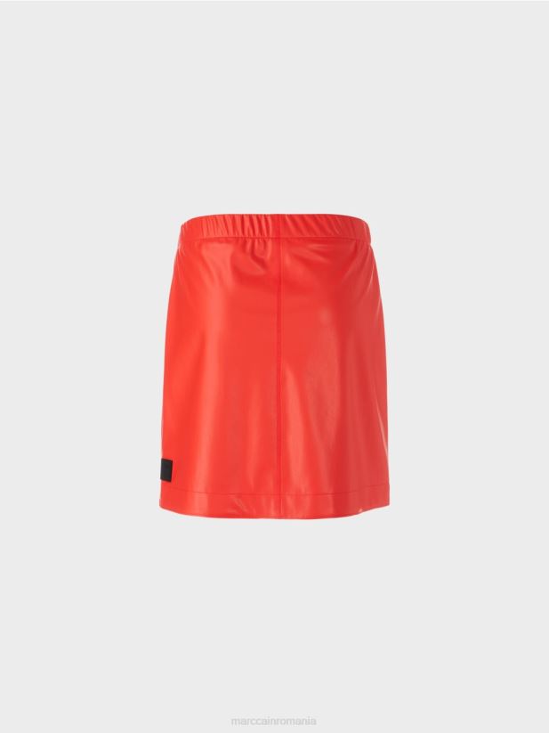fusta scurta din piele amuzanta Marc Cain campari îmbrăcăminte 4826HH462