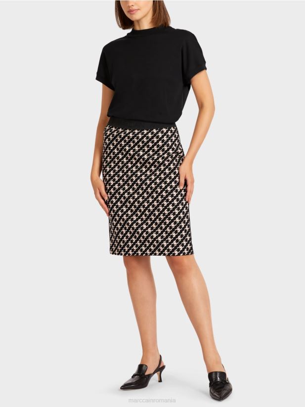 fusta sportiva in carouri de cioban Marc Cain negru îmbrăcăminte 4826HH508