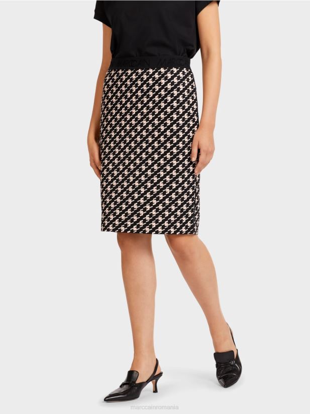 fusta sportiva in carouri de cioban Marc Cain negru îmbrăcăminte 4826HH508