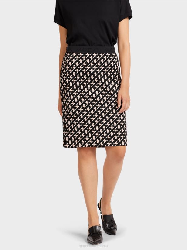 fusta sportiva in carouri de cioban Marc Cain negru îmbrăcăminte 4826HH508