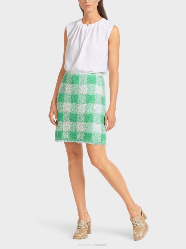 fusta vichy cu carouri "tricotata in germania" Marc Cain jad strălucitor îmbrăcăminte 4826HH495