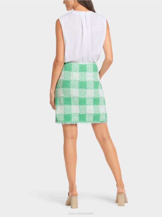 fusta vichy cu carouri \"tricotata in germania\" Marc Cain jad strălucitor îmbrăcăminte 4826HH495